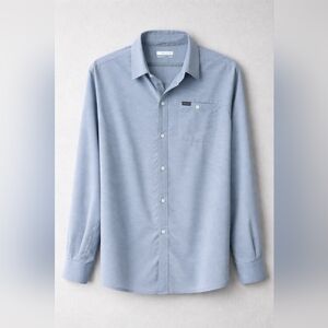 Columbia Performance Button Down Shirt – Lightweight Blue Stripe Outdoor Golf